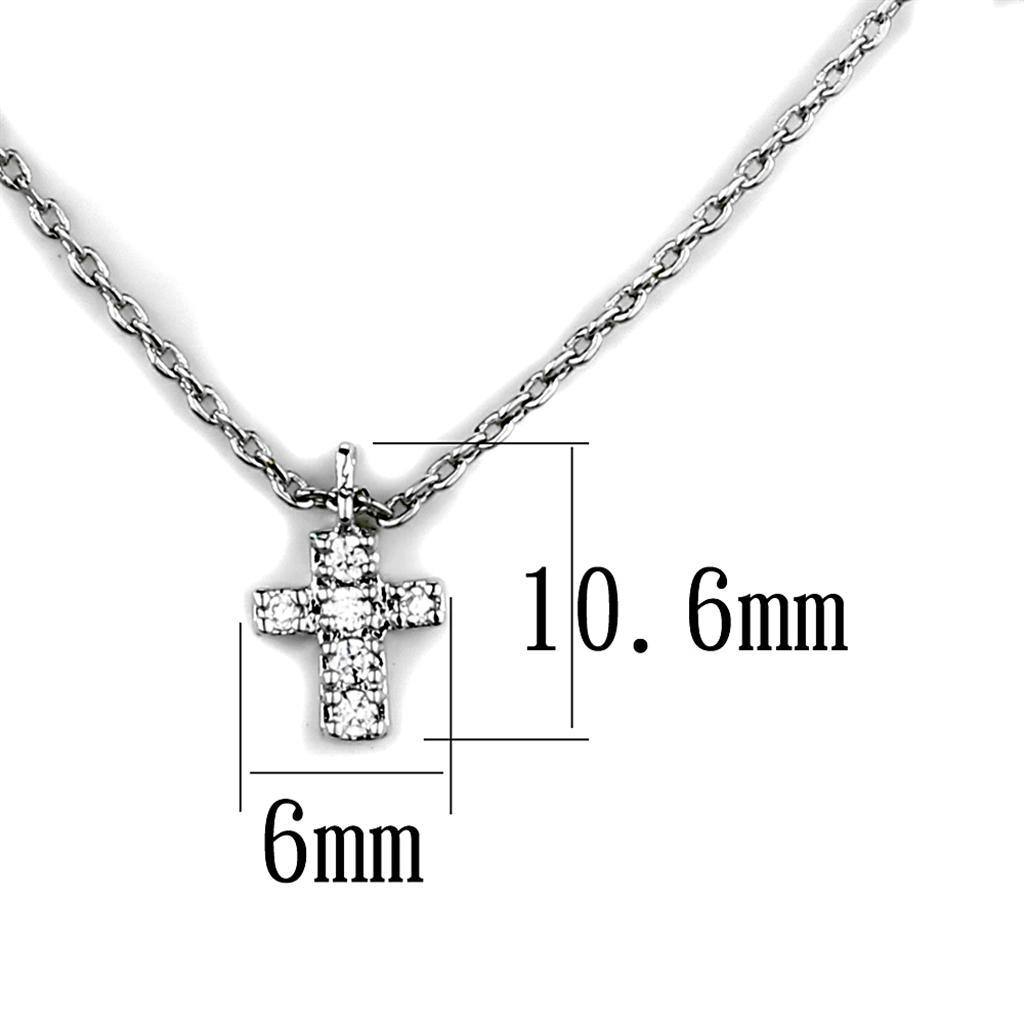 3W1037 - Rhodium Brass Chain Pendant with AAA Grade CZ  in Clear-1