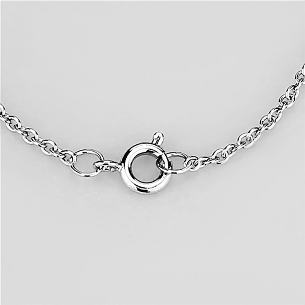 3W458 - Rhodium Brass Necklace with AAA Grade CZ  in Clear-2