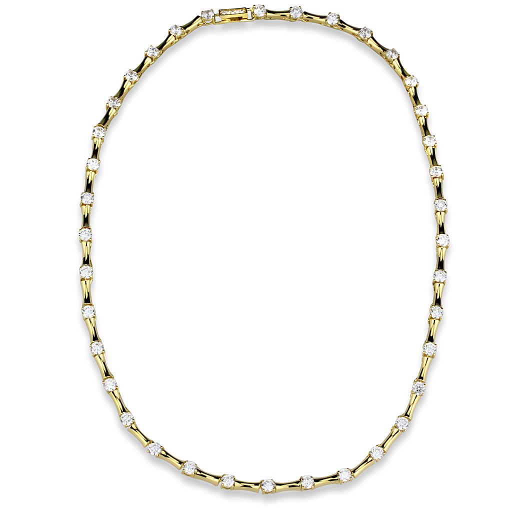 LO4123 - Gold Brass Necklace with AAA Grade CZ  in Clear-2