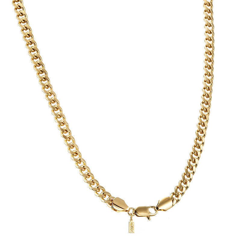 FB - 18ct Heavy Yellow Gold Plated Curb Chain Necklace with Lobster Clasp - USA Made