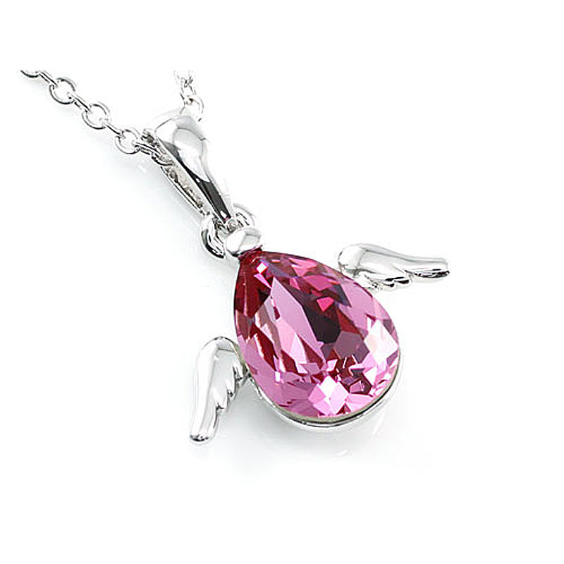 4 Carat Pink Angel Wing Necklace - Austrian Crystal