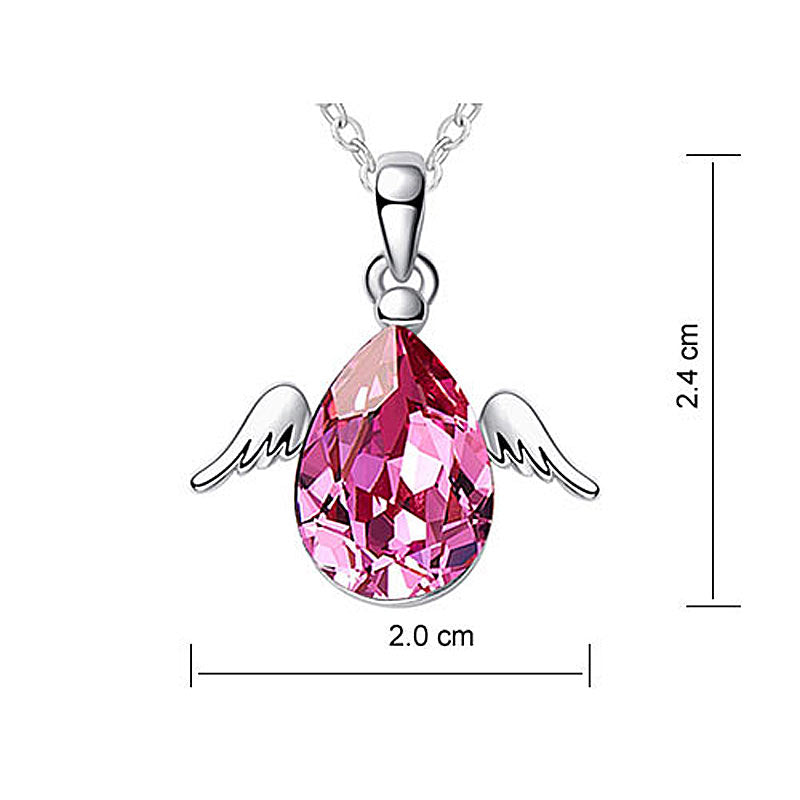 4 Carat Pink Angel Wing Necklace - Austrian Crystal
